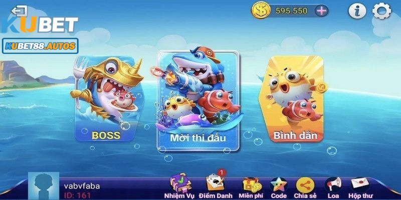 Sảnh bắn cá Kubet88 - Nhiều level đa dạng và phong phú