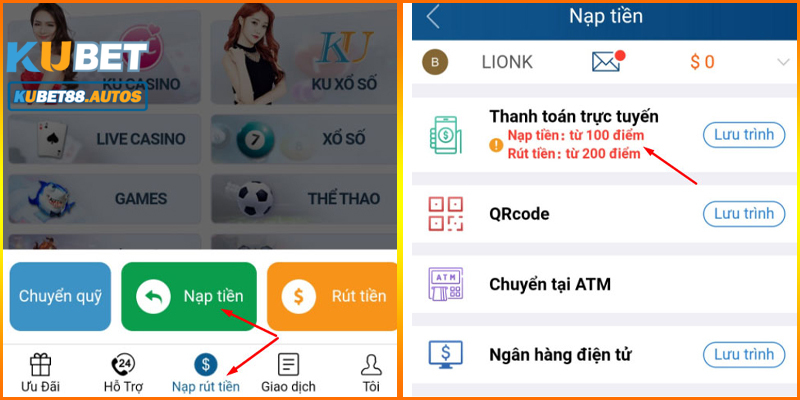 Những lưu ý người chơi nên biết khi nạp tiền Kubet88